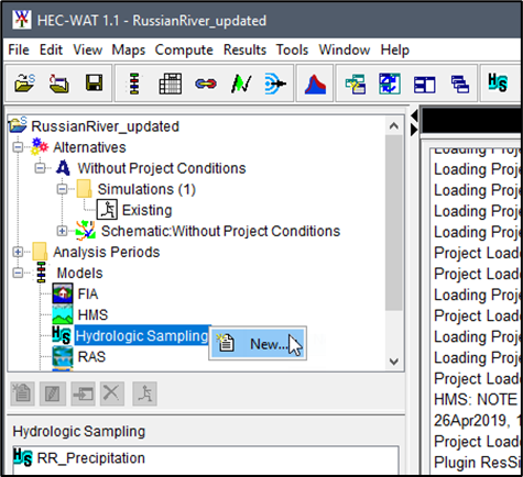 Study Tree - Hydrologic Sampling Model - New Shortcut Command