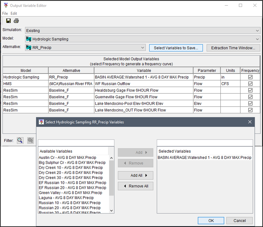 Selecting Output Variables in the Output Variable Editor