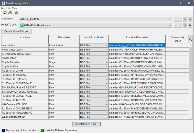 Model Linking Editor - HEC-HMS Model Alternative - Linking Completed