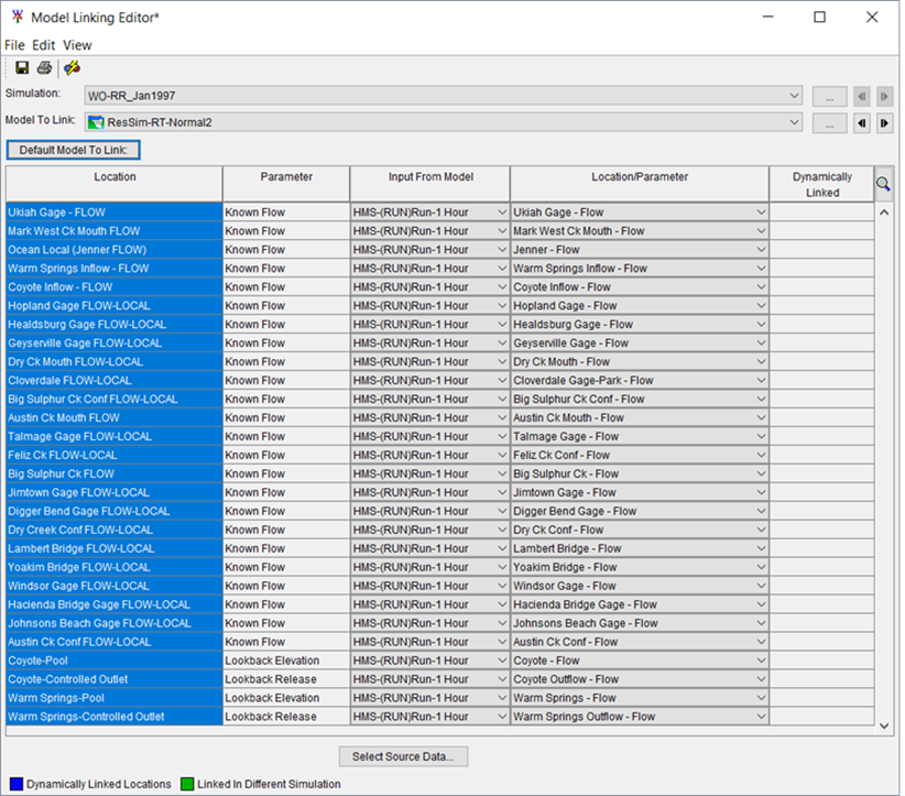 Model Linking Editor - HEC-ResSim Model Alternative - Linking to be Verified