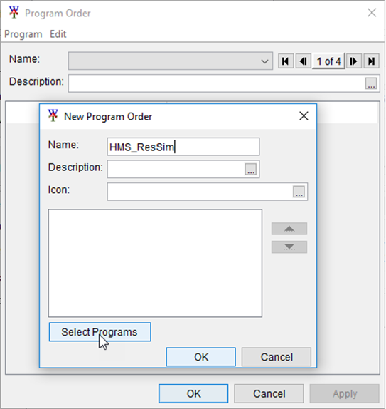 Program Order Dialog - New Program Order Dialog