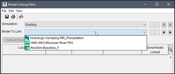 Model Linking Editor - Model To Link Dropdown List