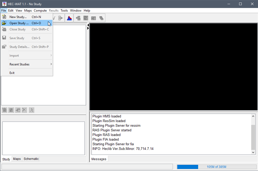 HEC-WAT Main Window - File Menu Commands