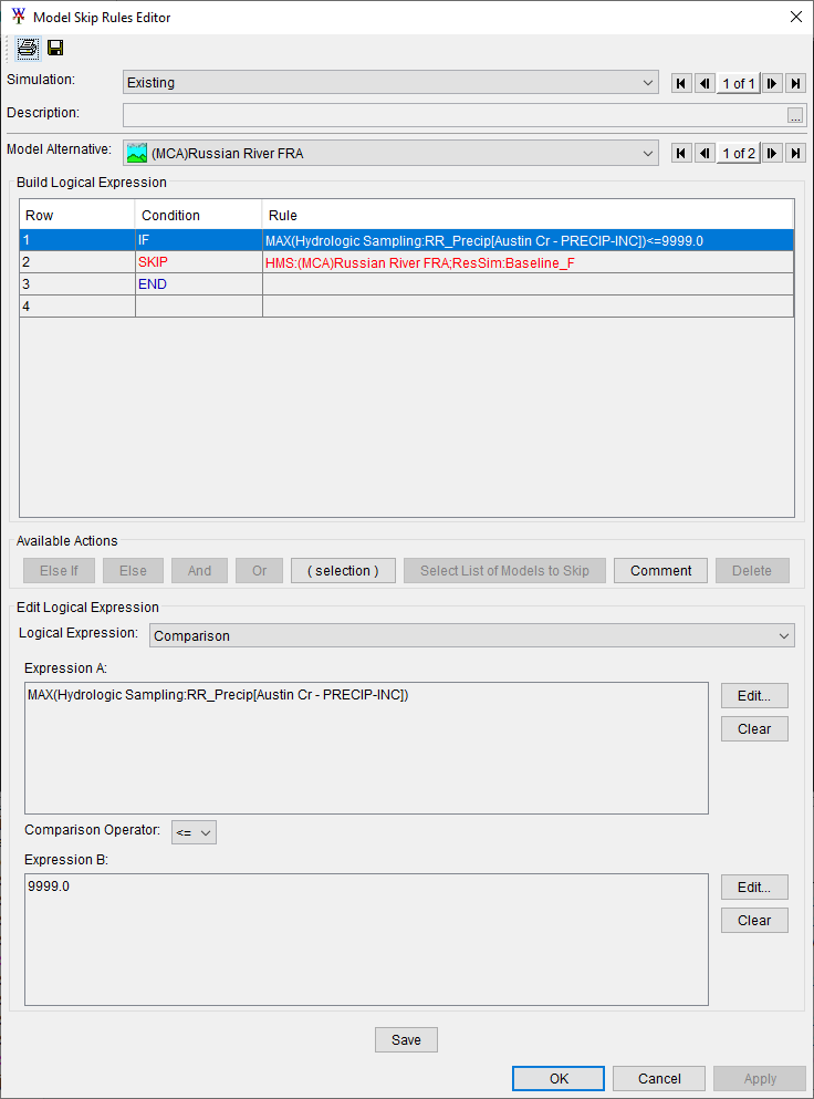 Model Skip Rule Editor