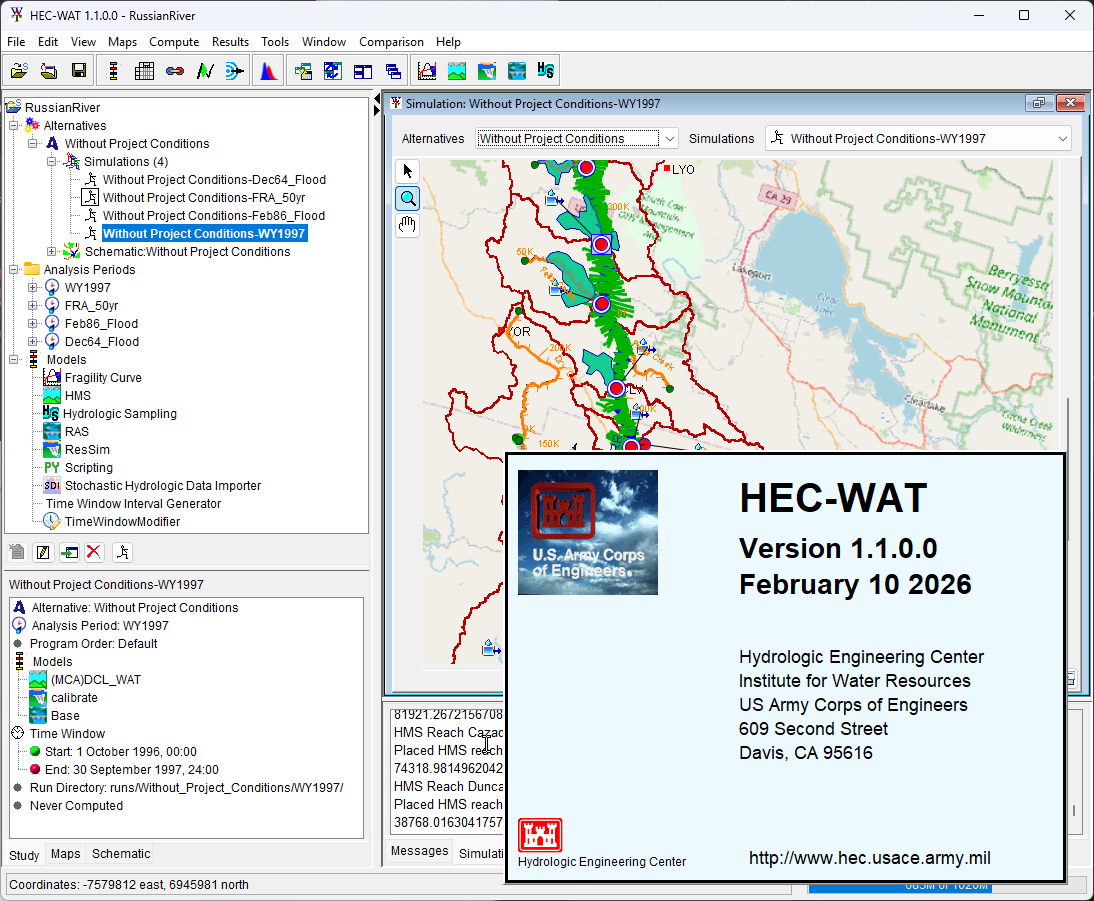 HEC-WAT (Watershed Analysis Tool) is a model integration tool, designed to facilitate a multi-disciplinary team's evaluation of the performance of water resources projects in a systems context.