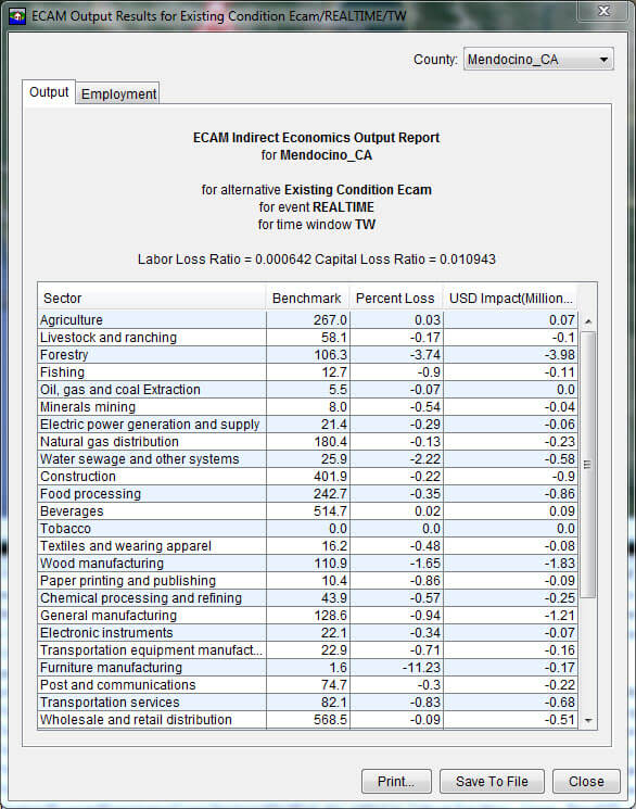 Indirect Economic Losses with Economic Consequence Assessment Model