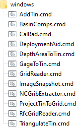 View of the list of template batch scripts contained in the windows folder.