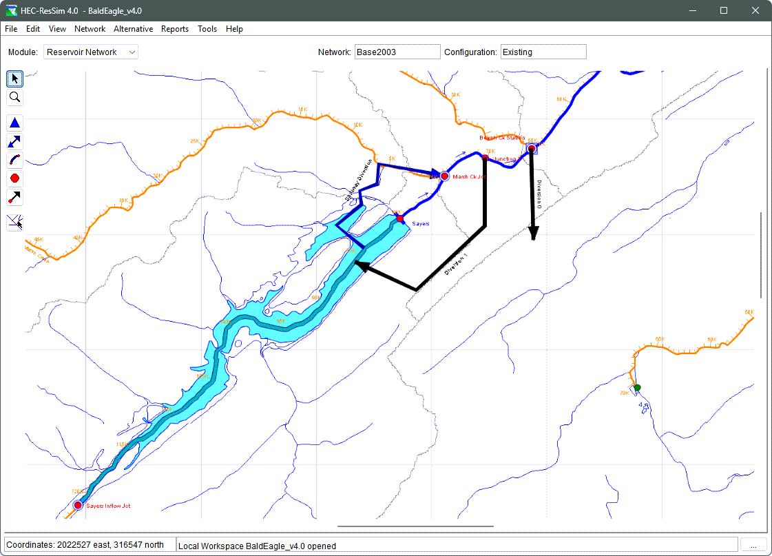 An image of an HEC-ResSim network schematic.