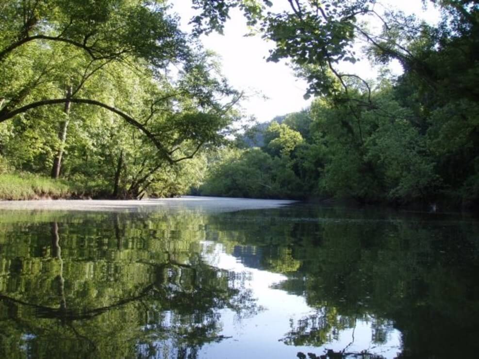 Barren River is the largest tributary of the Green River. It flows in a meandering northwesterly path from southern Kentucky through the city of Bowling Green and onto its confluence with the Green River near Woodbury in western Kentucky.