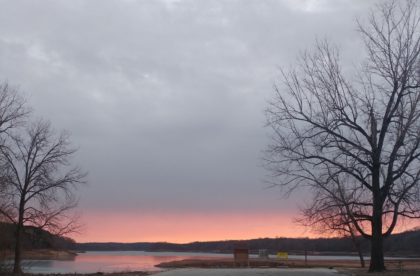 Image of the Coralville Lake at sunset.