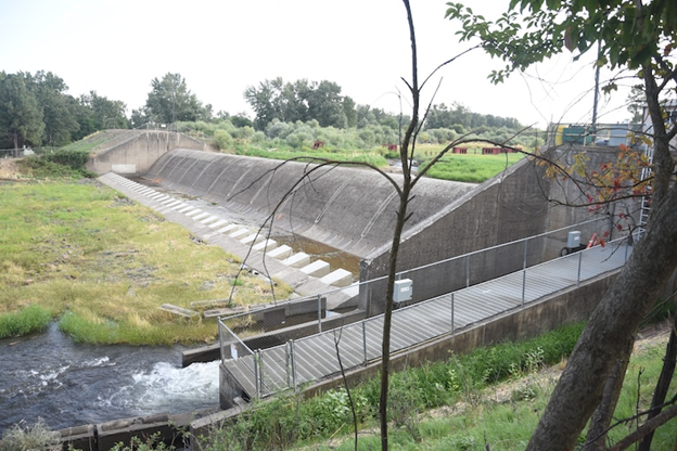 During high flow events, the main diversion dam at Mill Creek captures water and diverts it to an off-stream storage reservoir.